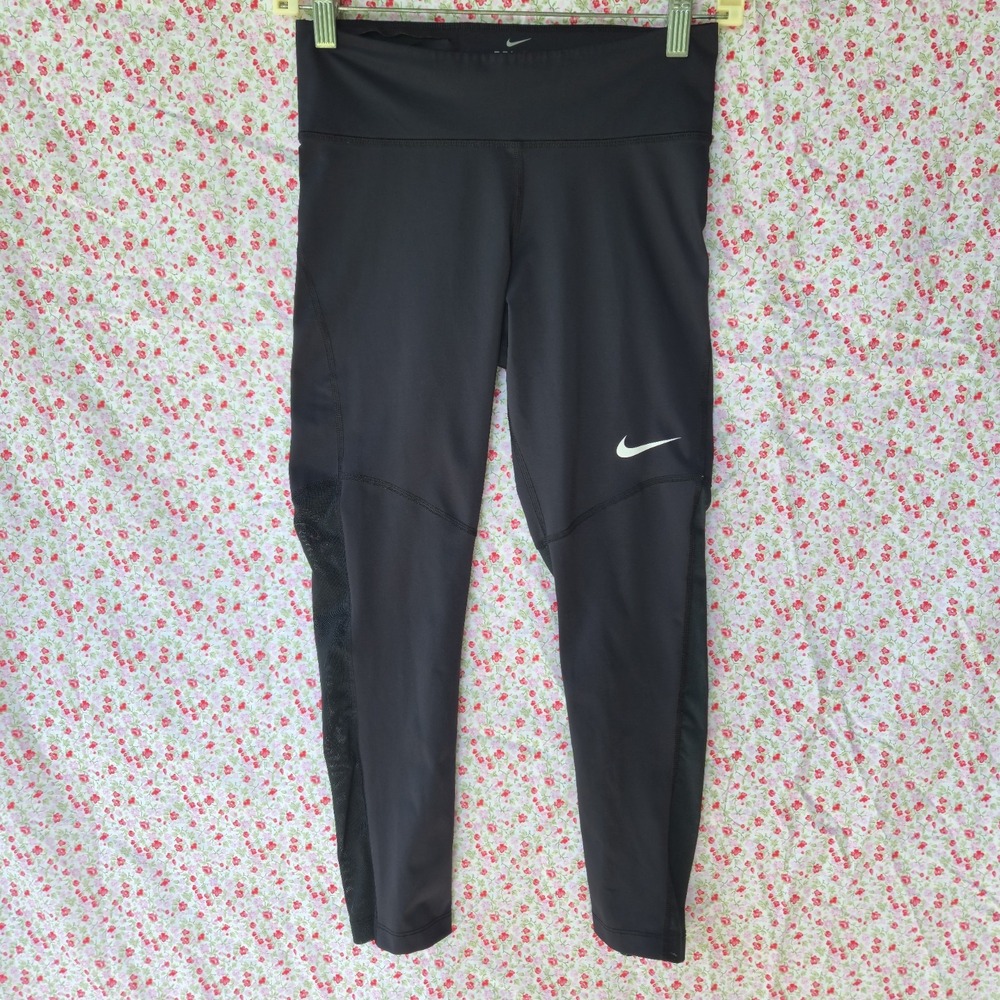 Nike Dri-fit Women's Black Leggings With Mesh Sides Size Small